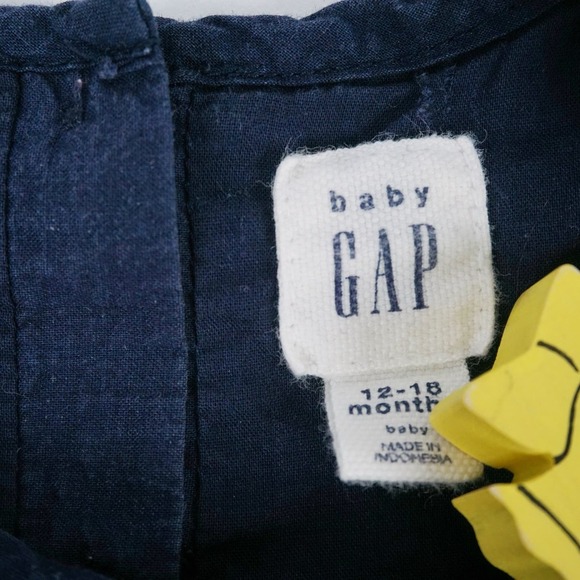 Baby Gap Lined Confetti Heart Patterned Blouse Navy Blue Size 12-18 Months - Picture 7 of 9